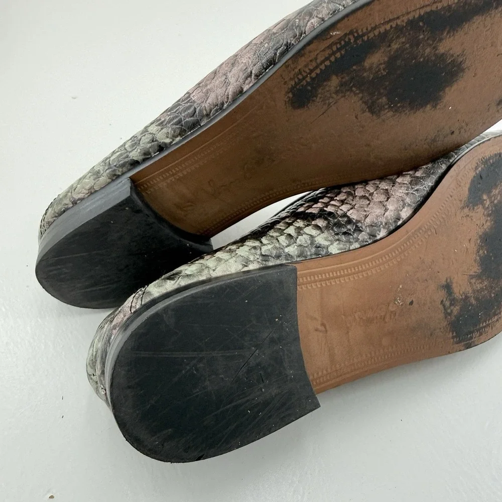 Sam Edelman Lior Wintergreen Snake Print Leather Bit Loafers Women's US Size 7 M